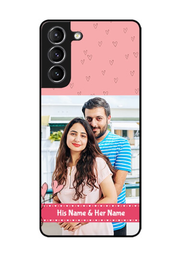 Galaxy s21 Plus Personalized Glass Phone Case  - Love Design Peach Color
