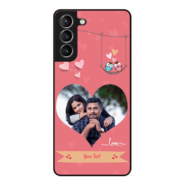 Galaxy s21 Plus Personalized Glass Phone Case  - Peach Color Love Design 
