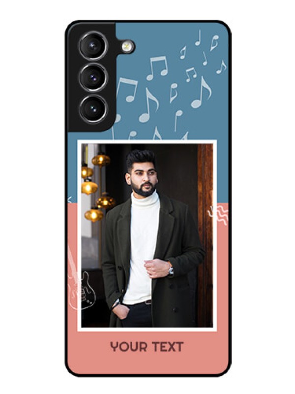 Custom Galaxy s21 Plus Photo Printing on Glass Case  - with Color Musical Note Design
