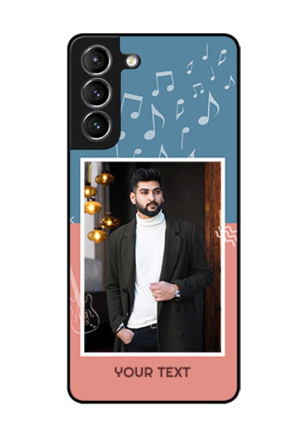 Galaxy s21 Plus Photo Printing on Glass Case  - with Color Musical Note Design