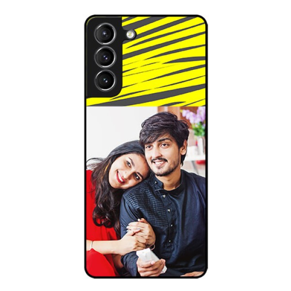 Galaxy s21 Plus Photo Printing on Glass Case  - Yellow Abstract Design