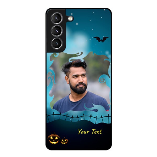 Galaxy s21 Plus Custom Glass Phone Case  - Halloween frame design