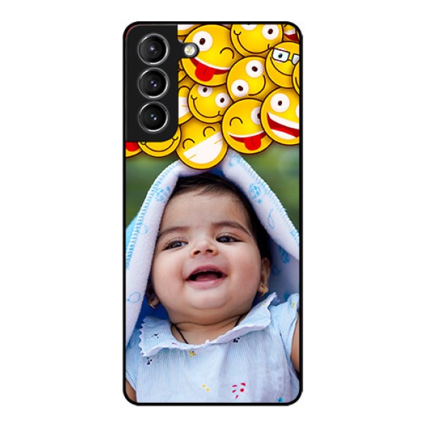 Galaxy s21 Plus Custom Glass Mobile Case  - with Smiley Emoji Design