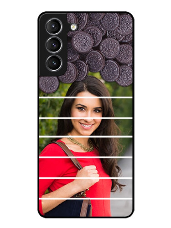 Custom Galaxy s21 Plus Custom Glass Phone Case  - with Oreo Biscuit Design