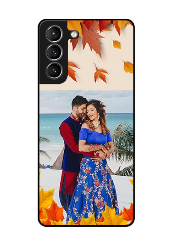 Galaxy s21 Plus Photo Printing on Glass Case  - Autumn Maple Leaves Design