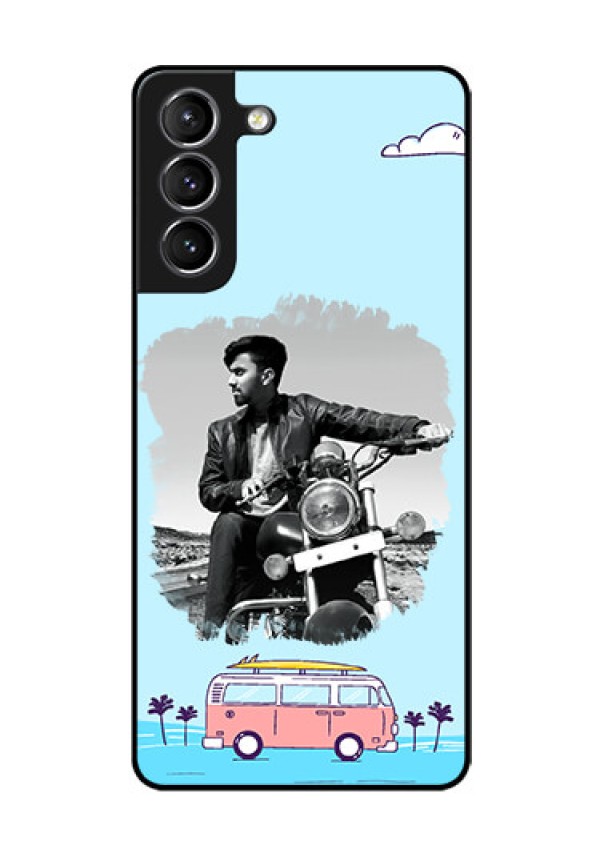 Galaxy s21 Plus Photo Printing on Glass Case  - Travel & Adventure Design