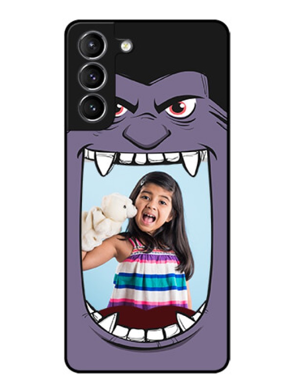 Custom Galaxy s21 Plus Custom Glass Phone Case  - Angry Monster Design