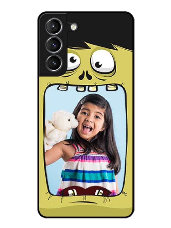 Custom Galaxy s21 Plus Personalized Glass Phone Case  - Cartoon monster back case Design