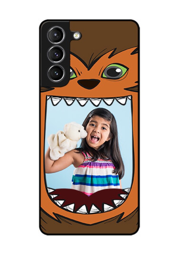 Galaxy s21 Plus Photo Printing on Glass Case  - Owl Monster Back Case Design