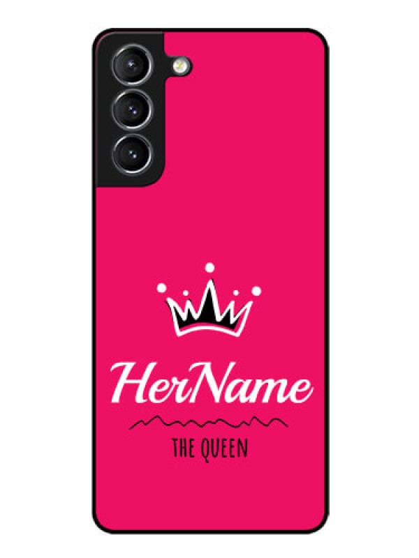 Custom Galaxy s21 Plus Glass Phone Case Queen with Name