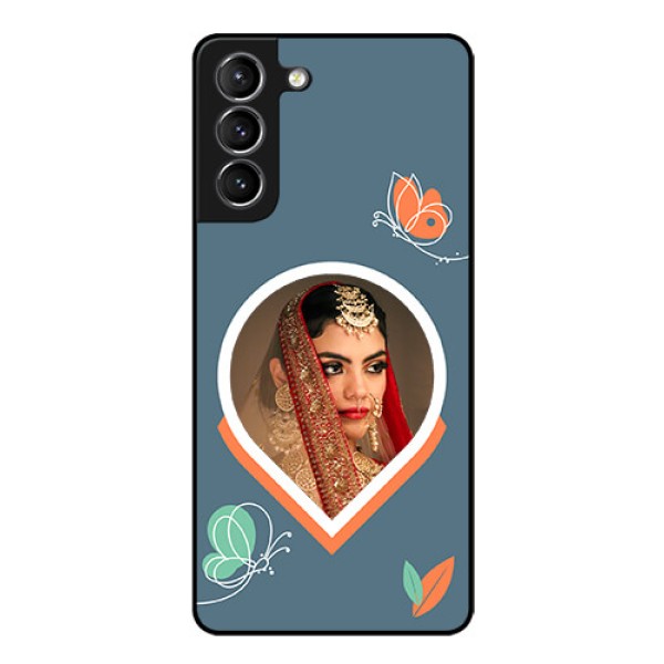 Galaxy S21 Plus Custom Glass Mobile Case - Droplet Butterflies Design Galaxy S21 Plus Custom Glass Mobile Case - Droplet Butterflies Design