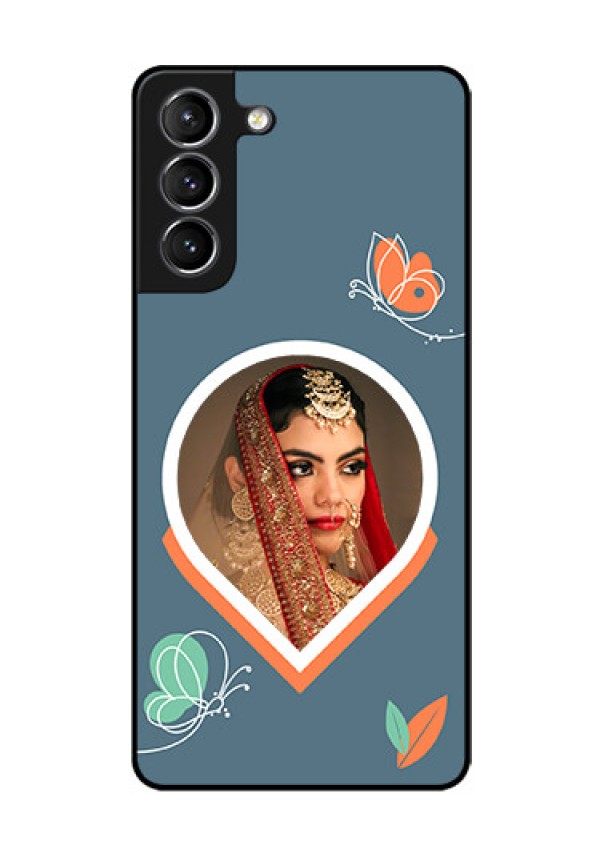 Galaxy S21 Plus Custom Glass Mobile Case - Droplet Butterflies Design