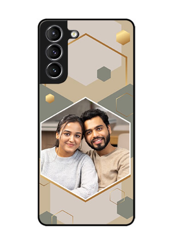 Galaxy S21 Plus Photo Printing on Glass Case - Stylish Hexagon Pattern Design