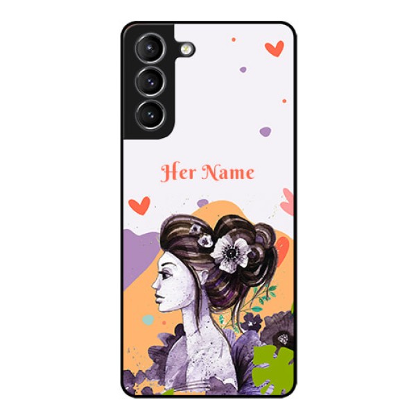 Galaxy S21 Plus Personalized Glass Phone Case - Woman And Nature Design Galaxy S21 Plus Personalized Glass Phone Case - Woman And Nature Design