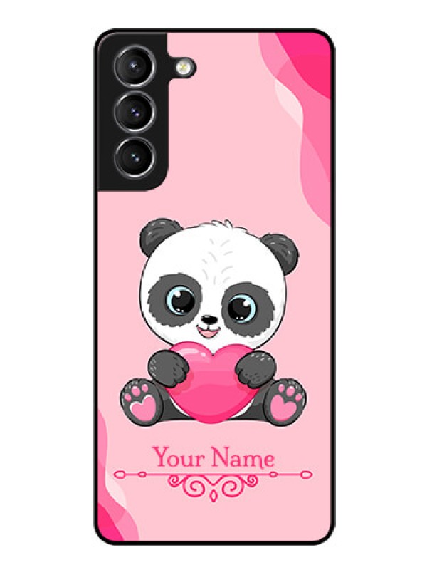 Custom Galaxy S21 Plus Custom Glass Mobile Case - Cute Panda Design