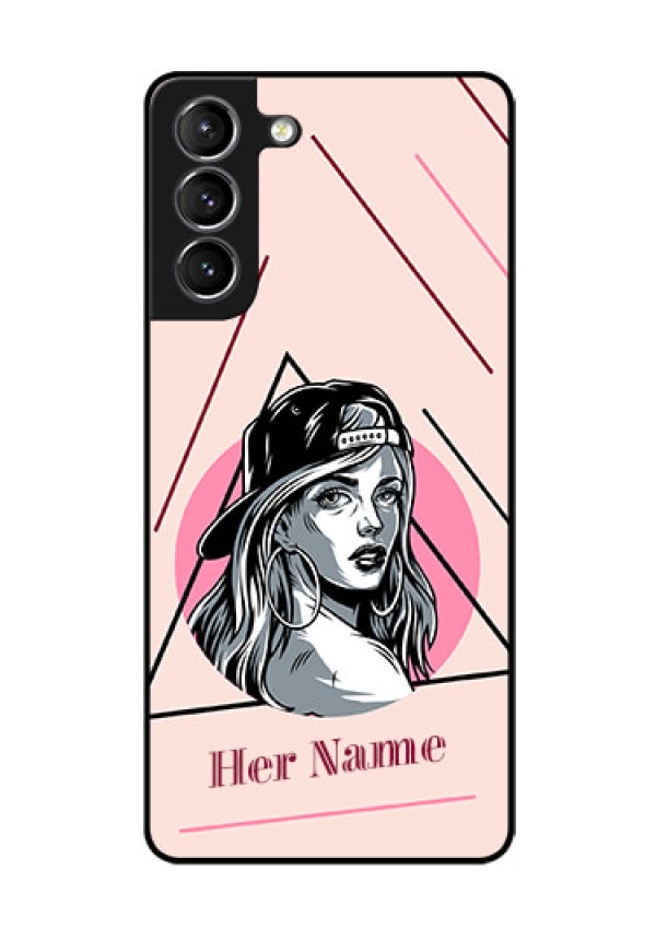 Galaxy S21 Plus Personalized Glass Phone Case - Rockstar Girl Design