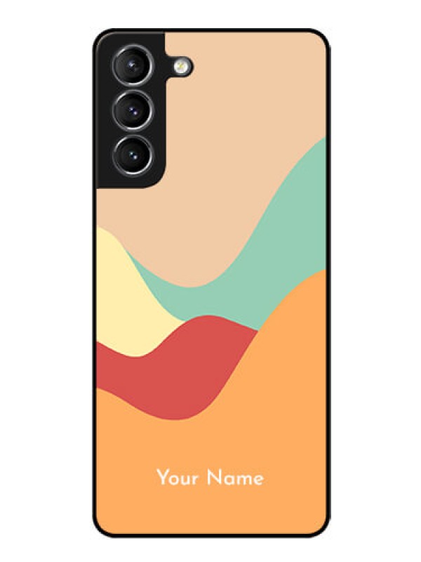 Custom Galaxy S21 Plus Personalized Glass Phone Case - Ocean Waves Multi-colour Design