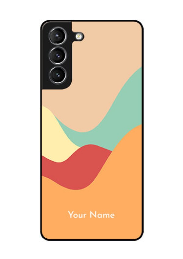 Galaxy S21 Plus Personalized Glass Phone Case - Ocean Waves Multi-colour Design