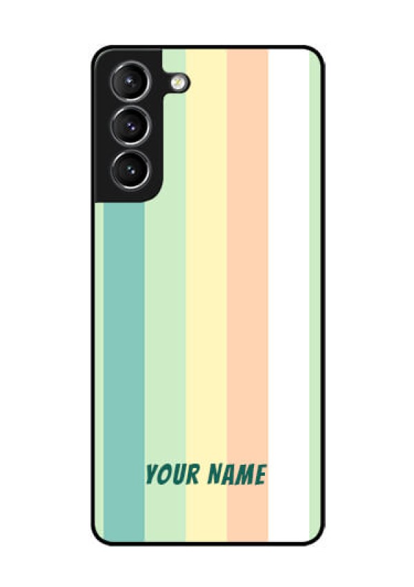 Galaxy S21 Plus Photo Printing on Glass Case - Multi-colour Stripes Design