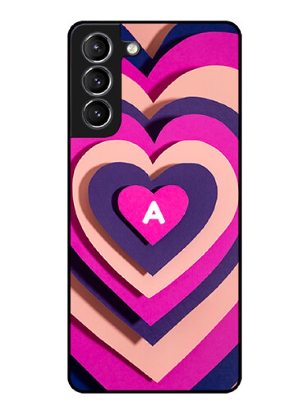 Custom Galaxy S21 Plus Custom Glass Mobile Case - Cute Heart Pattern Design