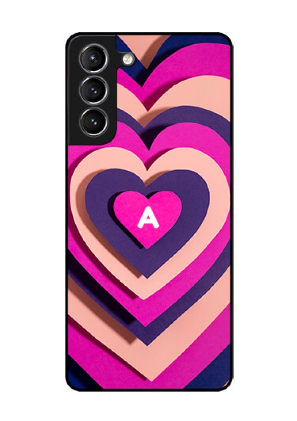 Galaxy S21 Plus Custom Glass Mobile Case - Cute Heart Pattern Design