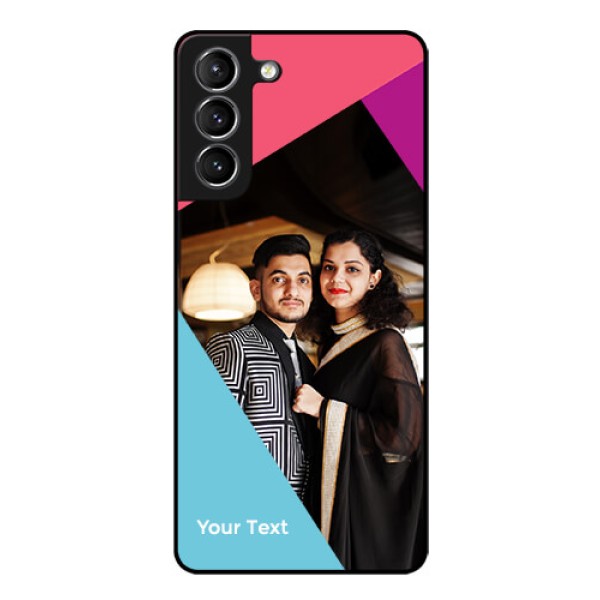 Galaxy S21 Plus Custom Glass Mobile Case - Stacked Triple colour Design Galaxy S21 Plus Custom Glass Mobile Case - Stacked Triple colour Design