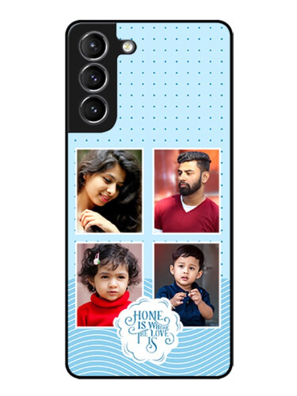 Custom Galaxy S21 Plus Custom Glass Phone Case - Cute love quote with 4 pic upload Design