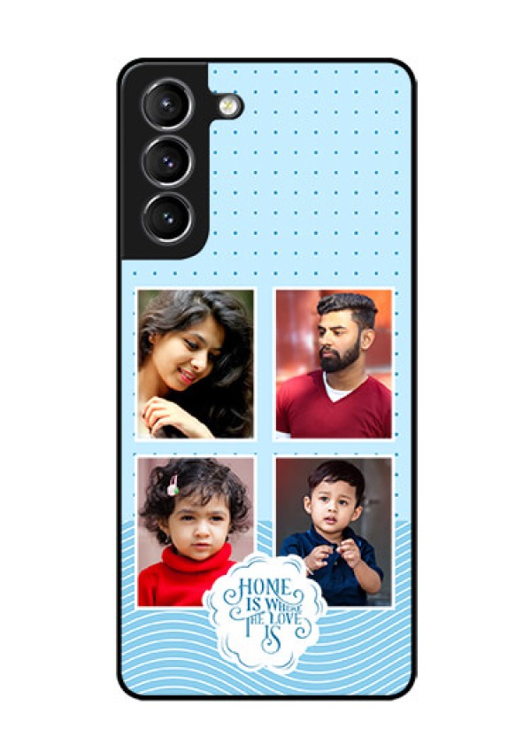 Galaxy S21 Plus Custom Glass Phone Case - Cute love quote with 4 pic upload Design
