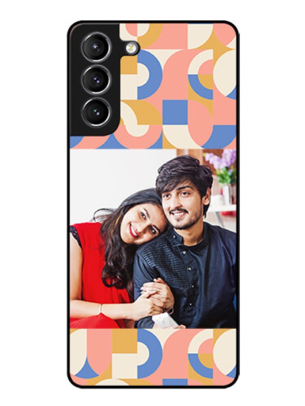 Custom Galaxy S21 Plus Photo Printing on Glass Case - Semi-circle Maze Pattern Design