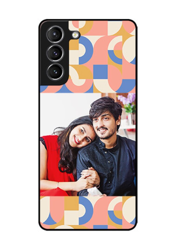 Galaxy S21 Plus Photo Printing on Glass Case - Semi-circle Maze Pattern Design
