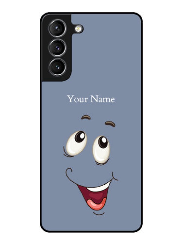 Custom Galaxy S21 Plus Photo Printing on Glass Case - Laughing Cartoon Face Design