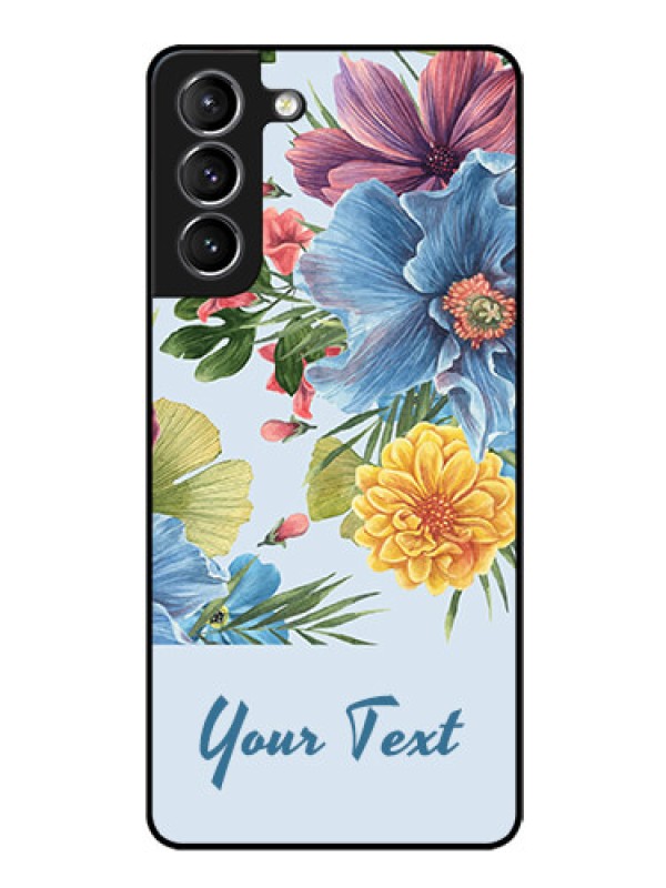 Custom Galaxy S21 Plus Custom Glass Mobile Case - Stunning Watercolored Flowers Painting Design