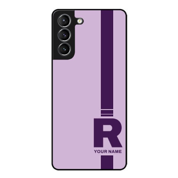 Galaxy S21 Plus Photo Printing on Glass Case - Simple dual tone stripe with name Design Galaxy S21 Plus Photo Printing on Glass Case - Simple dual tone stripe with name Design