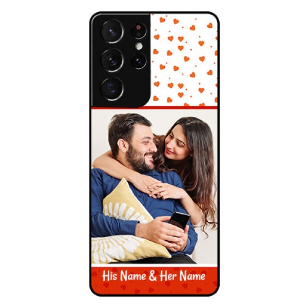 Galaxy S21 Ultra Custom Glass Phone Case  - Orange Love Symbol Design