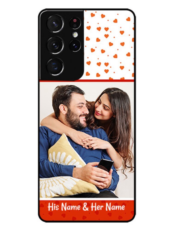 Custom Galaxy S21 Ultra Custom Glass Phone Case  - Orange Love Symbol Design