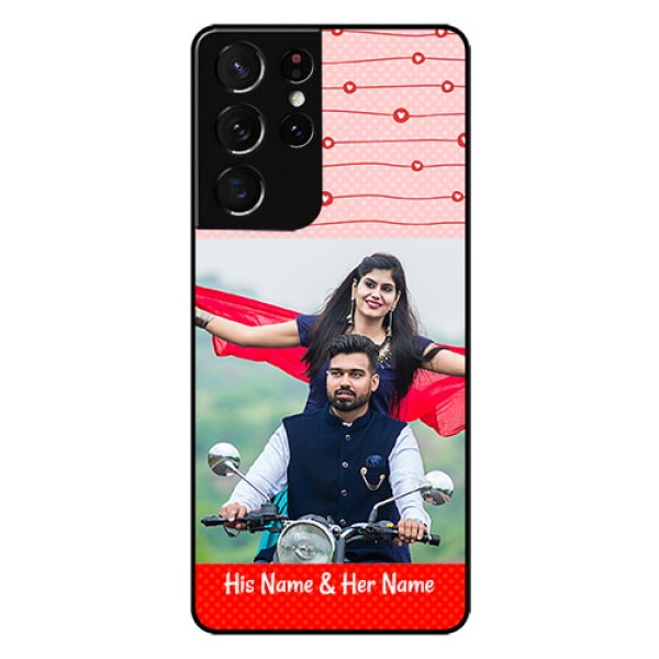 Galaxy S21 Ultra Personalized Glass Phone Case - Red Pattern Case Design Galaxy S21 Ultra Personalized Glass Phone Case - Red Pattern Case Design