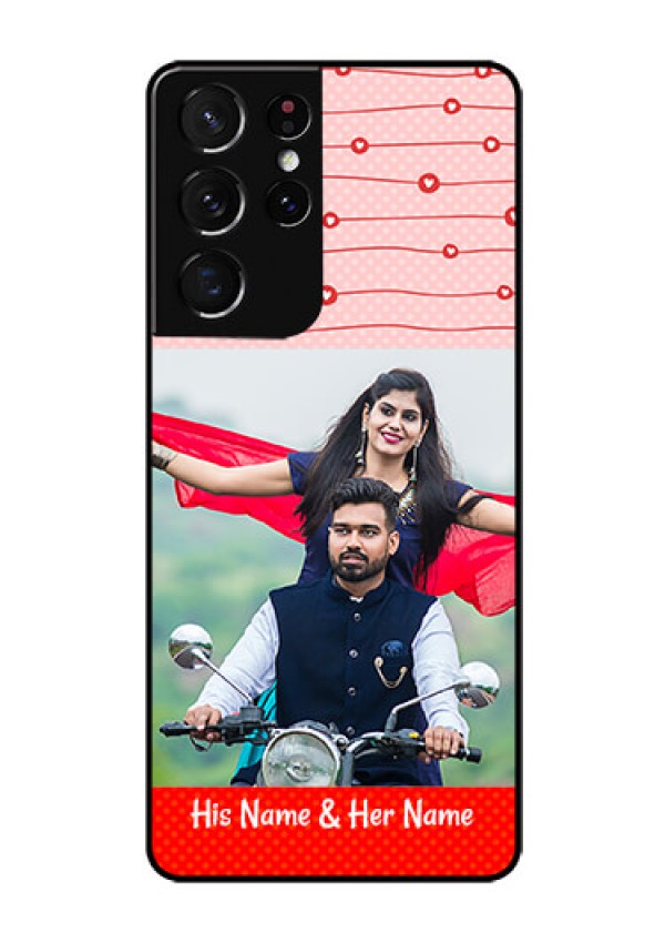 Galaxy S21 Ultra Personalized Glass Phone Case  - Red Pattern Case Design