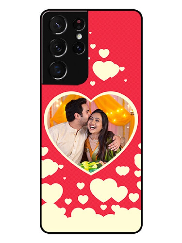 Custom Galaxy S21 Ultra Custom Glass Mobile Case  - Love Symbols Phone Cover Design