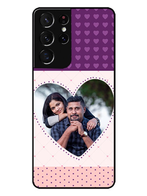 Custom Galaxy S21 Ultra Custom Glass Phone Case  - Violet Love Dots Design