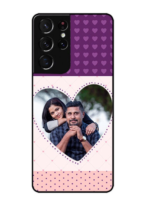 Galaxy S21 Ultra Custom Glass Phone Case  - Violet Love Dots Design
