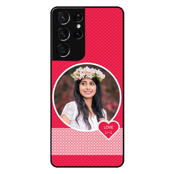 Galaxy S21 Ultra Personalised Glass Phone Case  - Pink Pattern Design