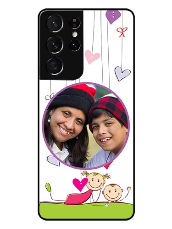 Custom Galaxy S21 Ultra Photo Printing on Glass Case  - Cute Kids Phone Case Design