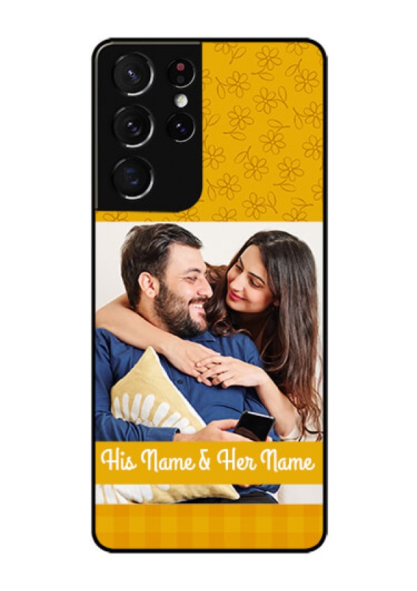 Galaxy S21 Ultra Custom Glass Mobile Case  - Yellow Floral Design