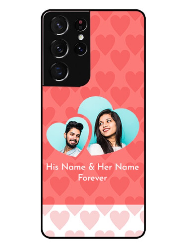 Custom Galaxy S21 Ultra Personalized Glass Phone Case  - Couple Pic Upload Design