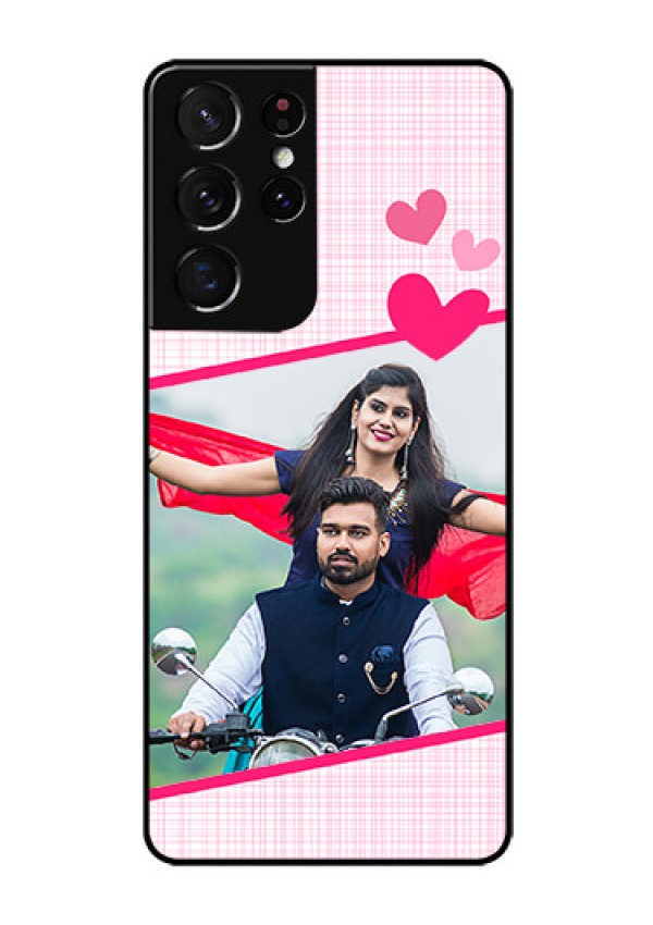 Galaxy S21 Ultra Custom Glass Phone Case  - Love Shape Heart Design