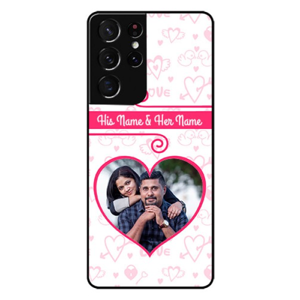 Galaxy S21 Ultra Personalized Glass Phone Case - Heart Shape Love Design Galaxy S21 Ultra Personalized Glass Phone Case - Heart Shape Love Design