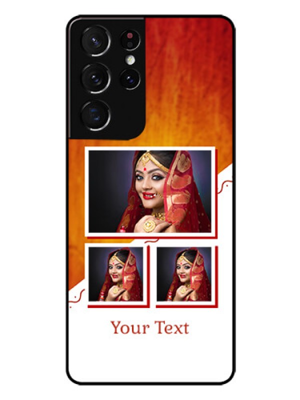 Custom Galaxy S21 Ultra Custom Glass Phone Case  - Wedding Memories Design  