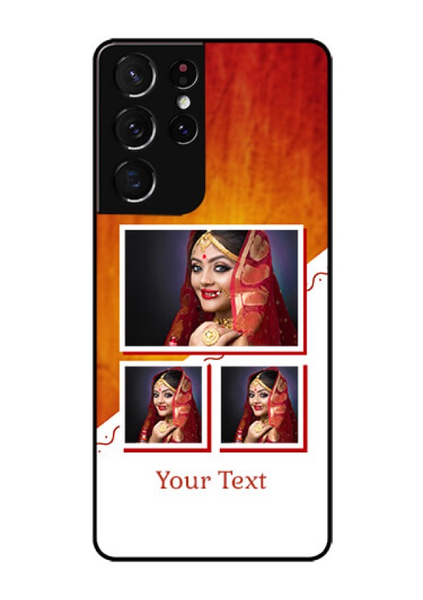 Galaxy S21 Ultra Custom Glass Phone Case  - Wedding Memories Design  