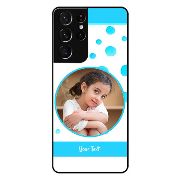 Galaxy S21 Ultra Photo Printing on Glass Case - Blue Bubbles Pattern Design Galaxy S21 Ultra Photo Printing on Glass Case - Blue Bubbles Pattern Design
