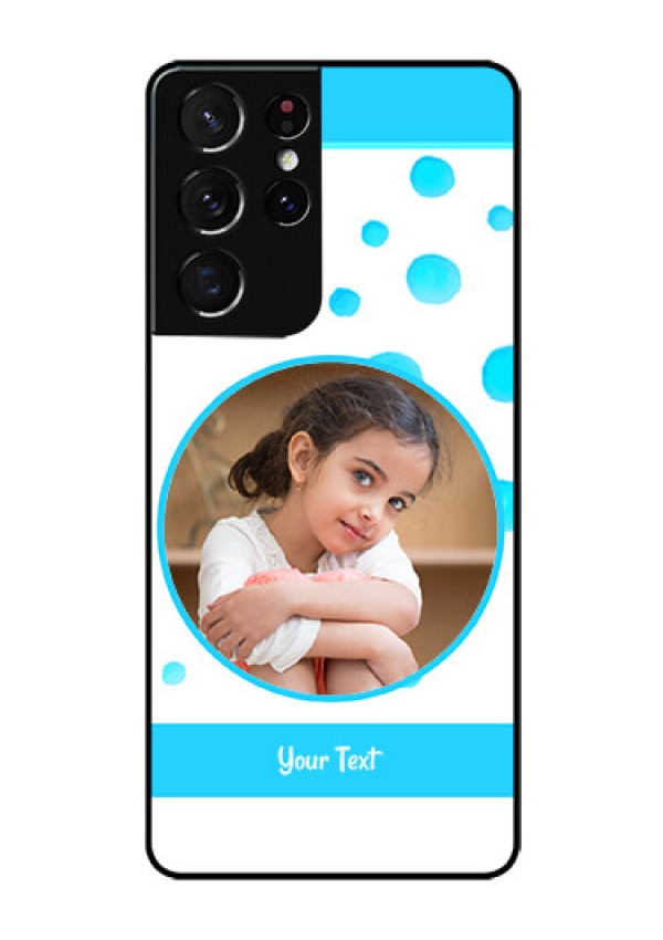 Galaxy S21 Ultra Photo Printing on Glass Case  - Blue Bubbles Pattern Design